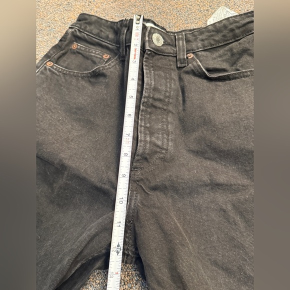 ZARA Jeans Women's 6 Straight Leg Ankle Black Denim Button Fly High Rise - Picture 4 of 7